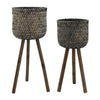 Bamboo Planter on Stand - Set of 2