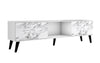 Manhattan Comfort Doyers 70.87\" Mid-Century Modern TV Stand - White & Marble Stamp