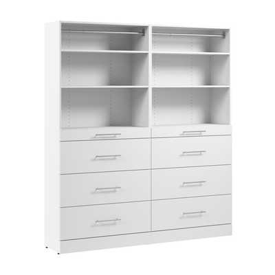 Bestar Florence 71" Modular Reach-In/Walk-In Closet System with Shelves and Drawers Slab Style - White|Système de garde-robe et pièce-penderie modulaire Florence de Bestar de 71 po avec tablettes et tiroirs de style lisse - blanc