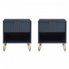 Dumbo Modern 20\" Fluted Nightstand in Midnight Blue (1-Drawer) - Set of 2