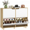 HOMCOM Shoe Cabinet, Shoe Storage Cabinet with 4 Flip Drawers, Natural