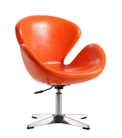 Manhattan Comfort Raspberry Polished Chrome Faux Leather Adjustable Swivel Chair - Tangerine|Chaise pivotante réglable Raspberry de Manhattan Comfort en chrome poli et en similicuir - tangerine