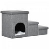 Pawhut Multifunctional Dog Stairs With Storage Boxes And Condo, 3-step Pet Stairs For High Beds And Couch With Washable Plush Cushion, Light Grey