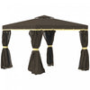Outsunny 10' X 10' 2-tier Patio Gazebo With Mesh Sidewalls, Coffee