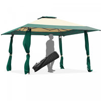 Costway 13'x13' Gazebo Canopy Shelter Awning Tent Patio Garden Green