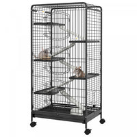 Pawhut 6-tier Small Animal Cage Pet Playpen For Rabbit Ferret Chinchilla On Wheels With Removable Tr