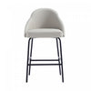 Gracie Modern Metal Upholstered Counter Stool in Stone Gray and Black Armoire