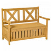 Outsunny 2-seater Wooden Outdoor Bench With 29 Gal Storage Box, Yellow