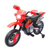 Aosom 6v Electric Kids Powered Ride-On Motorcycle Powered Dirt Bike Battery Scooter With Training Wheels, Red
