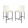 Loft Contemporary Vegan Leather Metal Counter Stool in Ivory - Set of 2
