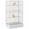 Pawhut 39\" Bird Cage For Budgie, Finches, Canaries, Love Birds, Large Parrot Cage With Wooden Stands, Slide-out Tray, Handles, Food Containers, White