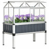 Outsunny Raised Garden Bed W/ Plastic Greenhouse, 45\"x24\"x51\", Dark Grey