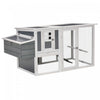 Pawhut 64\" Wooden Chicken Coop, Outdoor Hen House Poultry Cage With Outdoor Run, Nesting Box, Removable Tray, Openable Roof And Lockable Doors,white And Grey