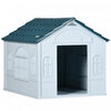 Pawhut 26\" Plastic Dog House Outdoor, Waterproof Dog Kennel With Air Vents, Pet Shelter For Small Medium Dogs, Blue