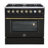 Forno Marco 36-inch Gas Range, Black ,4.32 cu.ft - FFSGS6277-36BLK