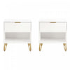 Dumbo Modern 20\" Fluted Nightstand in White (1-Drawer) - Set of 2