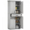 HOMCOM Modern Kitchen Pantry with Shelves, Grey