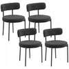 HOMCOM Dining Chairs Set of 4 Kitchen Chairs with Steel Legs, Black