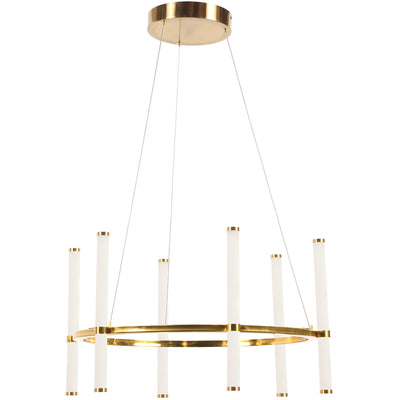 Dainolite Corvette Chandelier 36w Aged Brass White Acrylic Diffuser Lamp|Lustre Corvette de Dainolite en acrylique blanc qui diffuse la lumière, avec fini laiton vieilli et ampoule de 36 W