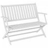 Outsunny Outdoor Bench, 46.5\" Foldable Acacia Wood Loveseat, White