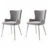 Luna Velvet Dining Chairs with Tufted Upholstered and Gold Metal Legs Set of 2, Grey
