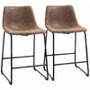 HOMCOM Bar Stools Set of 2, Counter Height Barstools with Back
