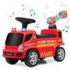 Costway Kids Ride On Fire Truck Foot-to-floor Sliding Push Car W/ Music & Bubble Maker