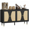HOMCOM Boho Sideboard, Buffet Cabinet with Adjustable Shelves, Black