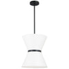 Dainolite Caterine 1 Light Pendant 12\" Dia Matte Black Finish Black Ring/White Shade Lamp