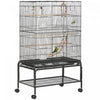 Pawhut Bird Cage With Rolling Stand, Toys, For Budgies Canaries Finches Lovebirds Parakeets, Parrot Cage With Accessories, Storage Shelf, Black
