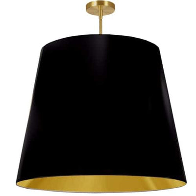Dainolite Oversized Drum 1 Light Pendant tapered Drum XLarge Black/Gold Shade Lamp|Très grand luminaire suspendu de Dainolite avec très grand abat-jour cylindrique effilé noir et doré, et 1 ampoule