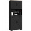HOMCOM Kitchen Pantry Storage Cabinet with Microwave Oven Countertop, Black
