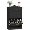 HOMCOM Narrow Shoe Cabinet for Entryway with Flip Drawers Adjustable Shelf