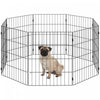 PawHut Foldable Dog Playpen, Expandable Metal Exercise Pet Fence with Grounding Stakes Indoor Outdoor Use for Small Dogs, 20\" x 24\", 8 Panels, Black