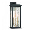 Estate 2 Light Outdoor Wall Sconce 17\", Black, Brass With Rain Glassware