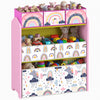 Qaba Kids Storage Organizer with 6 Storage Bins, 3-Tier Children's Storage Shelf for Bedroom, Kids Room, Large Organizer Rack for Toys and Books, Pink