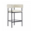 Onda Contemporary Vegan Leather Metal Counter Stool in Ivory