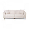 Taylor 84.5\" Linen-look Fabric Condo Size Sofa With Wood Legs - Beige White