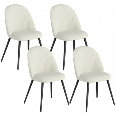 HOMCOM Set of 4 Modern Dining Chairs for Living Room, Cream White