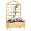 Outsunny Raised Garden Bed With Trellis For Climbing Plants, 59 Inch Wooden Box Planters For Outdoor Plants, Vegetables, Flowers, Herbs, Easy Assembly, Distressed Natural Tone