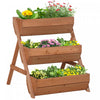 Outsunny 3 Tier Raised Garden Bed Vertical Wooden Elevated Planter Box Kit For Flowers, Vegetables, Herbs, 26\" X 30\" X 30\", Brown