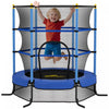 Qaba Kids Trampoline with Safety Enclosure Net and Built-in Zipper Safety Pad, Indoor Outdoor Exercise Fitness Equipment for Children Toddler Age 3-10 Years Old, Blue