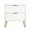 Dumbo Modern 20\" Fluted Nightstand in White (2-Drawer)