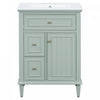 Vivo 24 Inch Single Sink Bathroom Vanity with Flip Drawer and Solid Wood Legs, Green