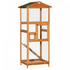 Pawhut 65\" Bird Cage Wooden Bird Cage Stand With Two Doors, Ladder And Pull Out Tray For Finches, Orange