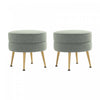 Bailey Mid-Century Modern Upholstered Accent Ottoman in Sage Green - Set of 2