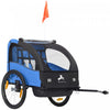 Aosom 2-Seat Bike Trailer for Kids, Baby Bicycle Trailer with Storage Bag, 5-Point Harness, 20\" Rubber Wheels, Safety Flag, Reflectors, Shock Absorber System, for 18+ Months, Blue