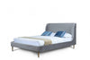Heather Mid-Century Modern Velvet Upholstered Queen Bed in Gray and Gold