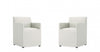 Anna Square Modern Vegan Leather Armchair in Stone Gray - Set of 2