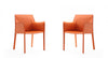 Paris Modern Vegan Leather Side Chair in Coral - Set of 2